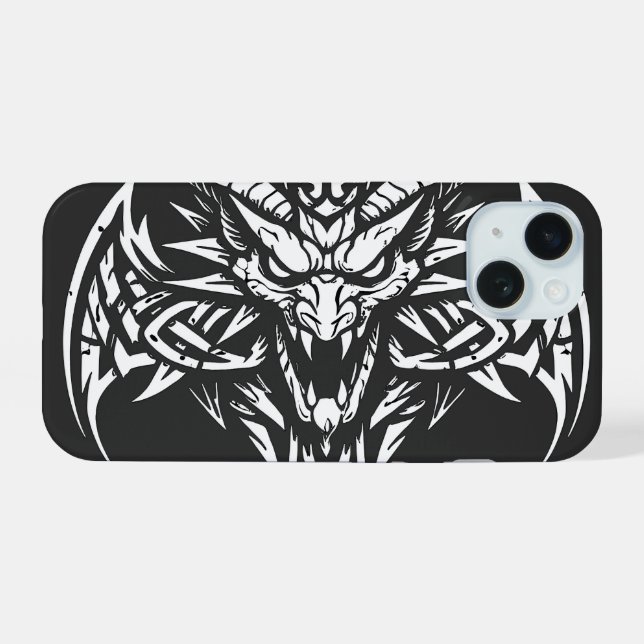    Tribal Demon Head Graphic by BurnsInHell iPhone 15 Case (Back Horizontal)