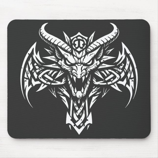    Tribal Demon Head Graphic by BurnsInHell Mouse Pad (Front)