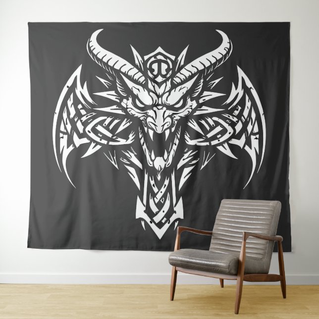   Tribal Demon Head Graphic by BurnsInHell Tapestry (In Situ (Horizontal))