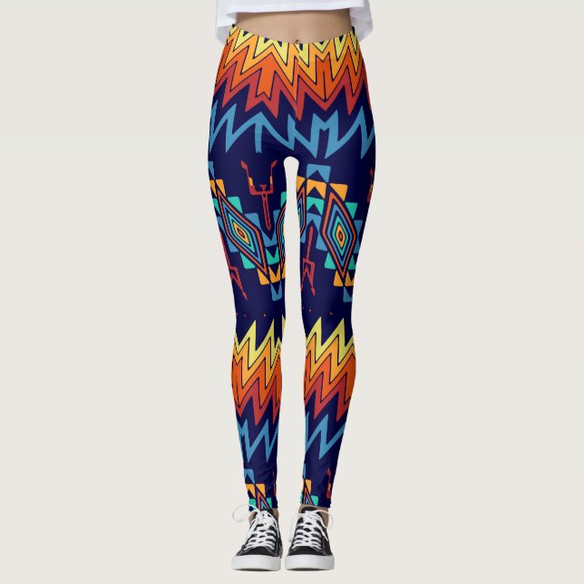 Tribal design abstract design leggings (Front)