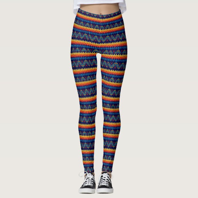 Tribal design abstract design leggings (Front)
