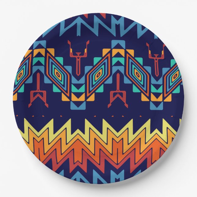 Tribal design abstract design paper plate (Front)
