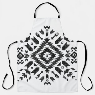 Tribal Design: Black White Hand-Drawn Apron