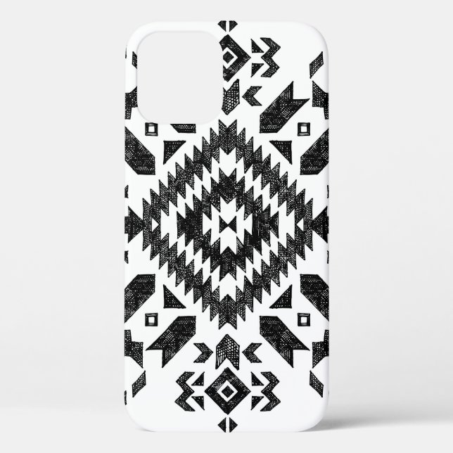 Tribal Design: Black White Hand-Drawn Case-Mate iPhone Case (Back)