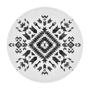 Tribal Design: Black White Hand-Drawn Cutting Board