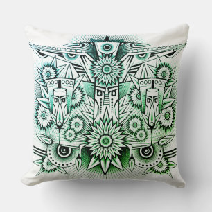 Tribal Design Green Tint Cushion