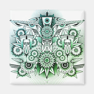 Tribal Design Green Tint Magnet
