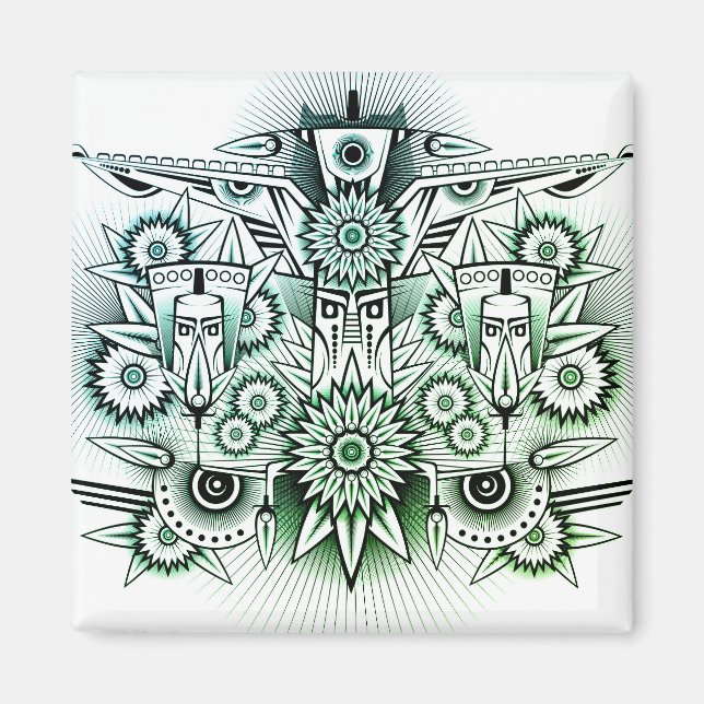 Tribal Design Green Tint Magnet (Front)