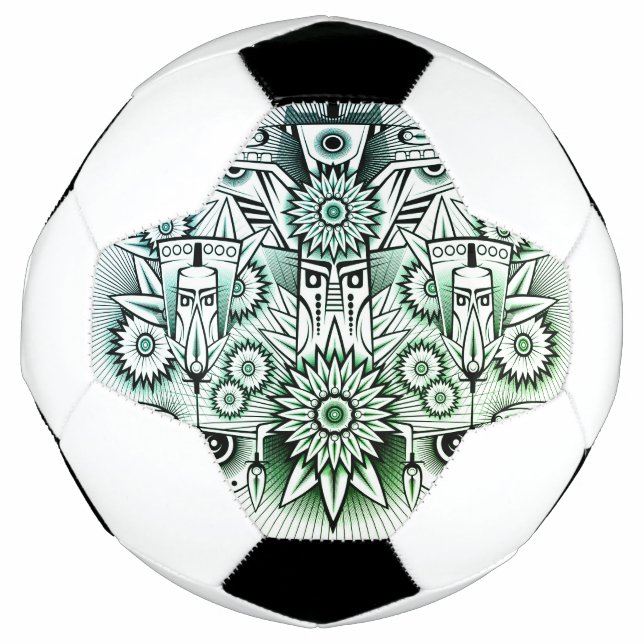 Tribal Design Green Tint Soccer Ball (Front)