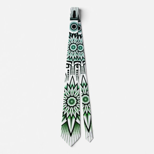 Tribal Design Green Tint Tie (Front)