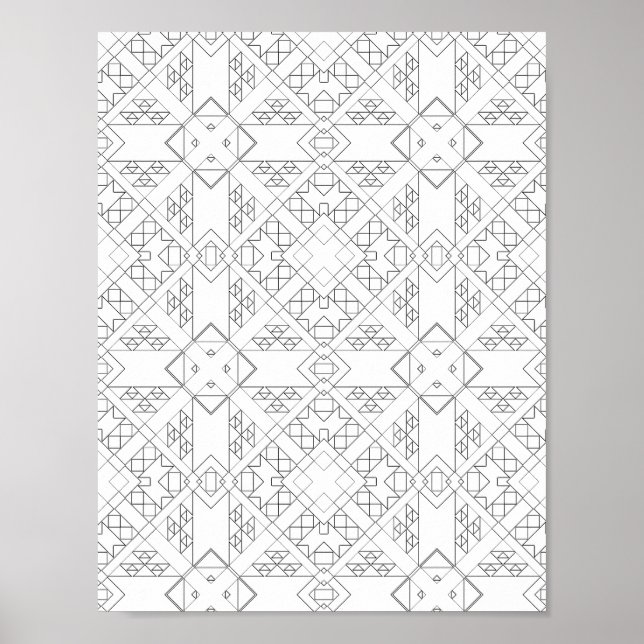 Tribal Diamond Grid Colouring Page Pattern Design Poster (Front)