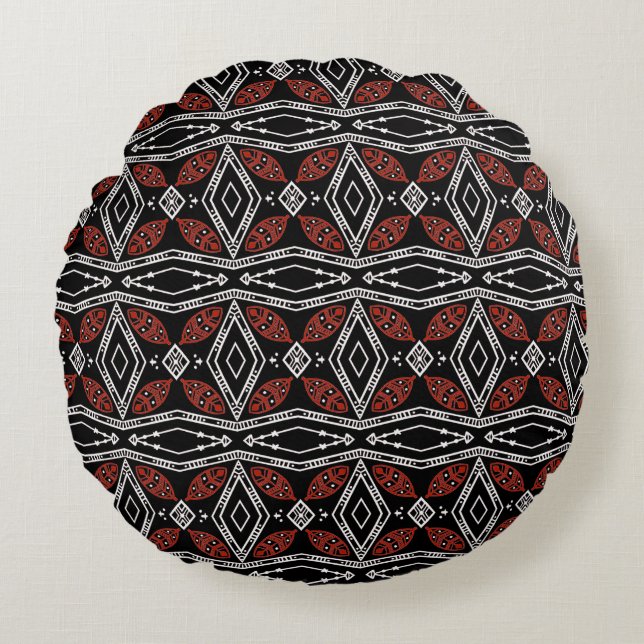 Tribal Diamond Round Cushion (Front)