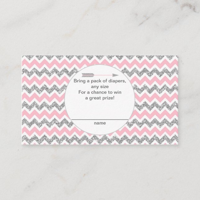 Tribal Diaper Raffle Tickets pink silver pow wow Enclosure Card (Front)