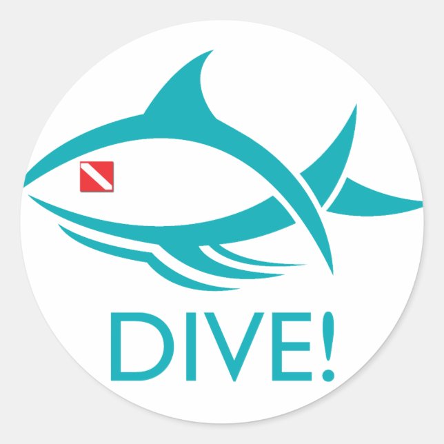 Tribal Dive Fish Classic Round Sticker (Front)