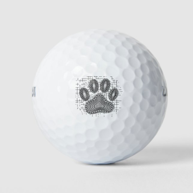 Tribal Dog Paw Print On Distressed Background Golf Balls (Front)