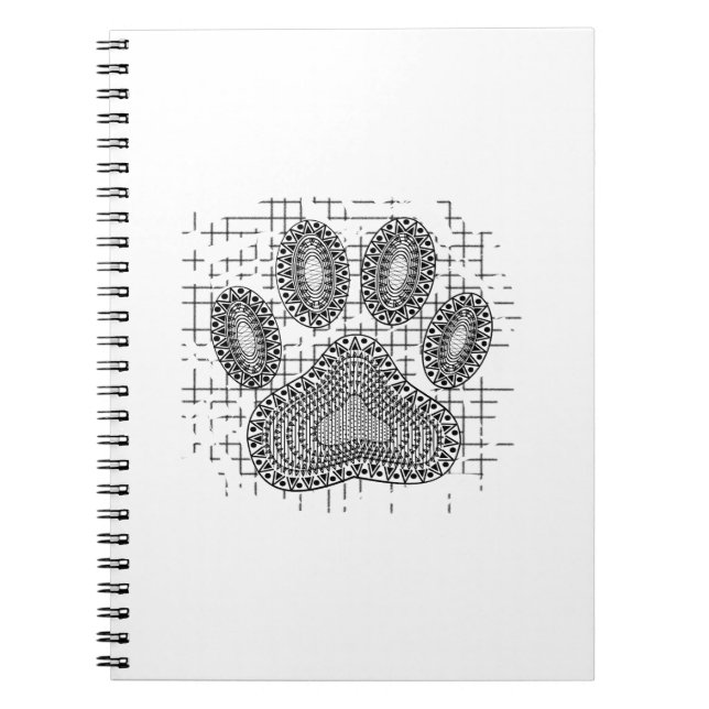 Tribal Dog Paw Print On Distressed Background Notebook (Front)