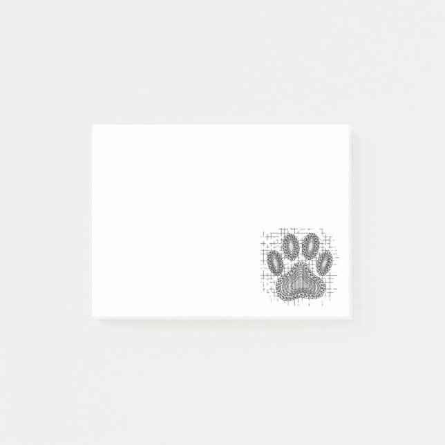 Tribal Dog Paw Print On Distressed Background Post-it Notes (Front)