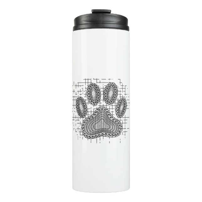 Tribal Dog Paw Print On Distressed Background Thermal Tumbler (Front)