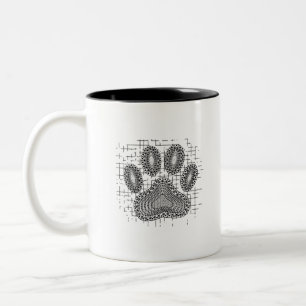 Tribal Dog Paw Print On Distressed Background Two-Tone Coffee Mug