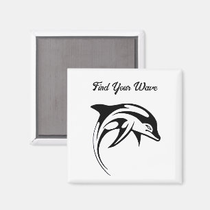 Tribal Dolphin Design Stylised Geometric Ocean Art Magnet