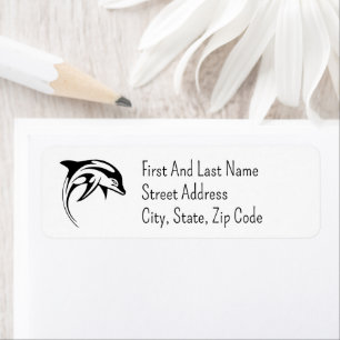 Tribal Dolphin Design Stylised Geometric Ocean Art Return Address Label