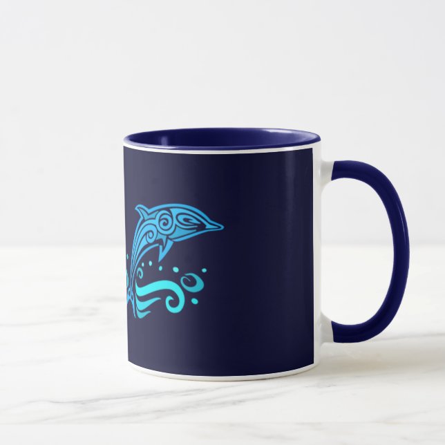 Tribal Dolphins mug - choose style & colour (Right)