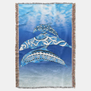 Tribal Dolphins Throw Blanket