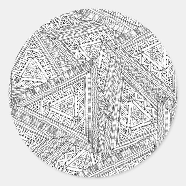 Tribal Doodle 2 Classic Round Sticker (Front)