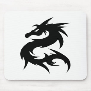 Tribal Dragon Silhouette Mouse Pad