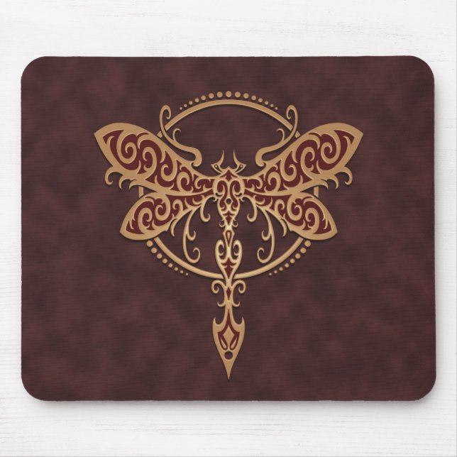 Tribal Dragonfly – brown Mouse Pad (Front)