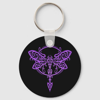 Tribal Dragonfly, Purple and Black Key Ring