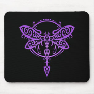 Tribal Dragonfly – purple & black Mouse Pad