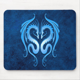 Tribal Dragons, blue Mouse Pad
