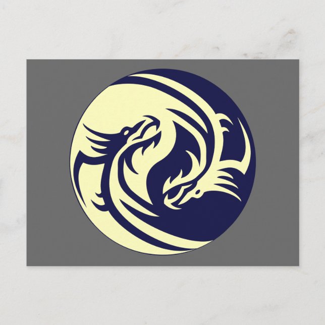 Tribal Dragons Yin Yang (Customisable) Postcard (Front)
