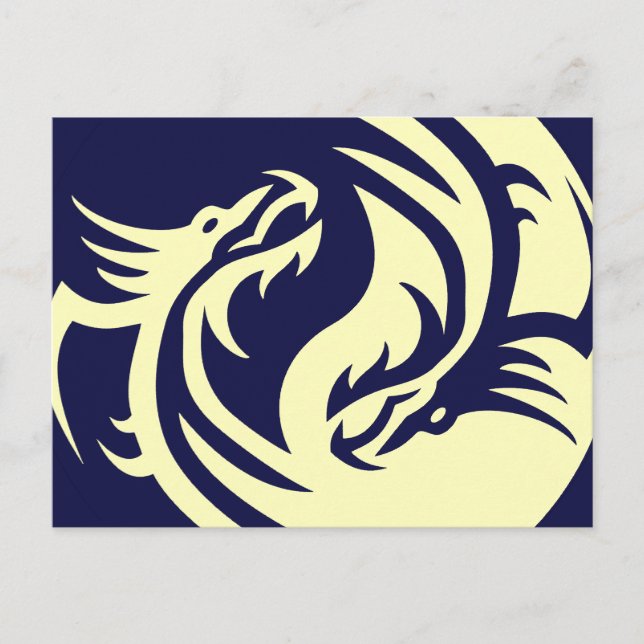 Tribal Dragons Yin Yang (Customisable) Postcard (Front)