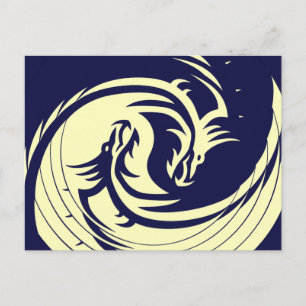 Tribal Dragons Yin Yang (Customisable) Postcard