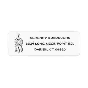 Tribal Dream Catcher Boho Feathers Native American Return Address Label