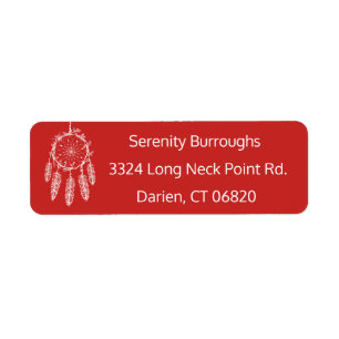 Tribal Dream Catcher Red Native American Boho Return Address Label
