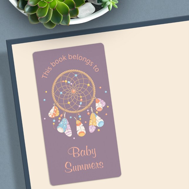 Tribal Dreamcatcher Boho Baby Bookplate Purple (Creator Uploaded)