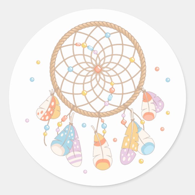 Tribal Dreamcatcher Boho Baby Classic Round Sticker (Front)