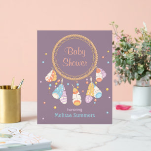 Tribal Dreamcatcher Boho Baby Shower Purple Acrylic Sign