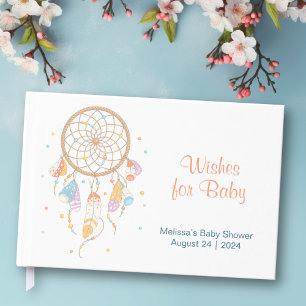 Tribal Dreamcatcher Boho Baby Shower White Guest Book