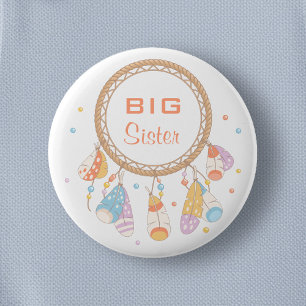 Tribal Dreamcatcher Boho Big Sister 6 Cm Round Badge