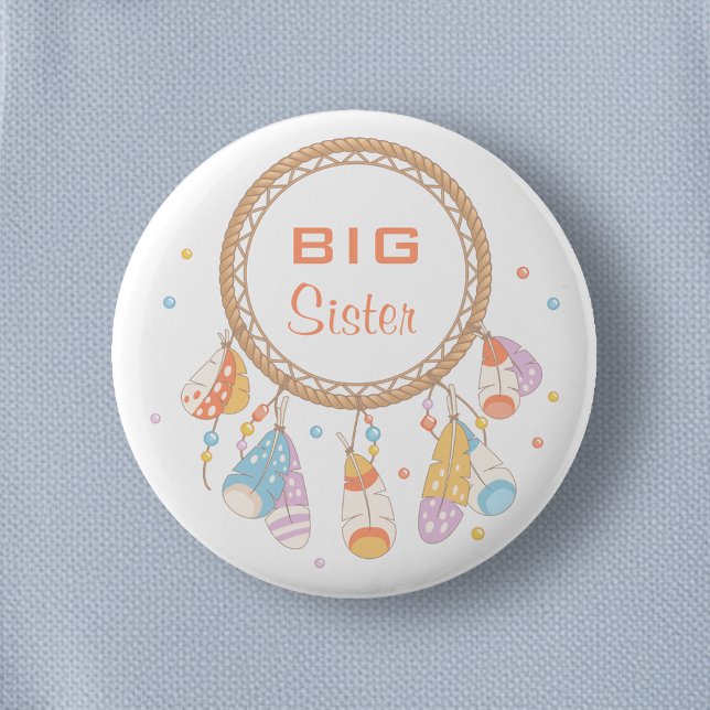 Tribal Dreamcatcher Boho Big Sister 6 Cm Round Badge (Creator Uploaded)