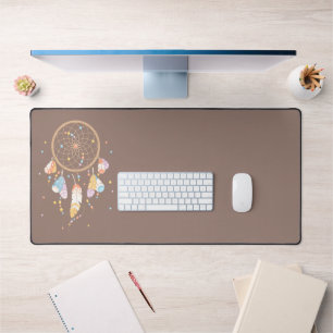 Tribal Dreamcatcher Boho Brown Desk Mat