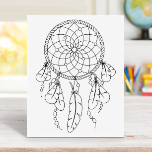 Tribal Dreamcatcher Boho Colouring Page Rubber Stamp