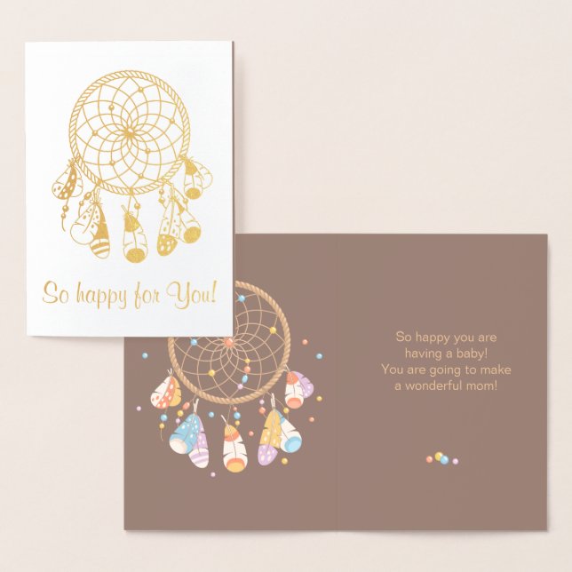 Tribal Dreamcatcher Boho Having Baby Brown Foil Card (Display)