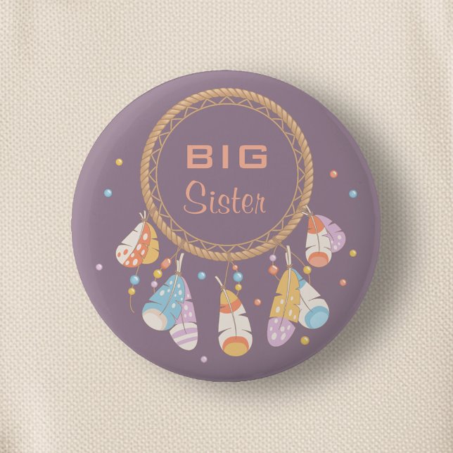 Tribal Dreamcatcher Boho New Baby Big Sister 6 Cm Round Badge (Creator Uploaded)