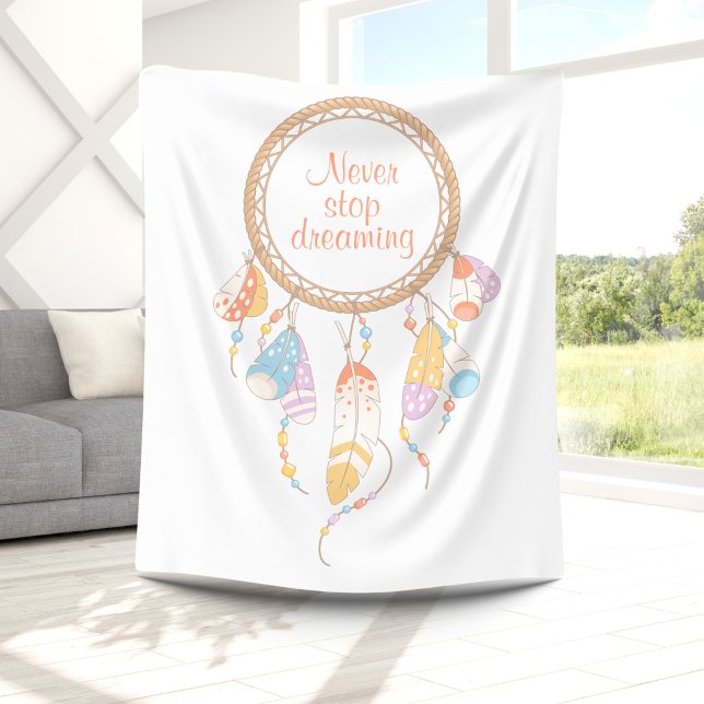 Tribal Dreamcatcher Boho Quote Fleece Blanket (Creator Uploaded)