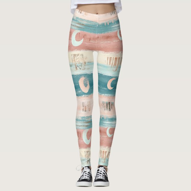 Tribal Earth Tone Celestial Stripe - Astrology Leggings (Front)
